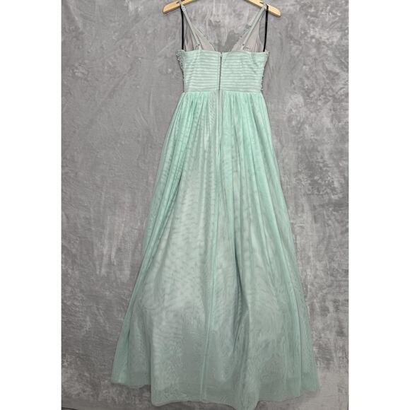 Speechless Dress Womens Size 5 Light Green Beaded Formal Gown Prom Maxi Tulle - Picture 2 of 15